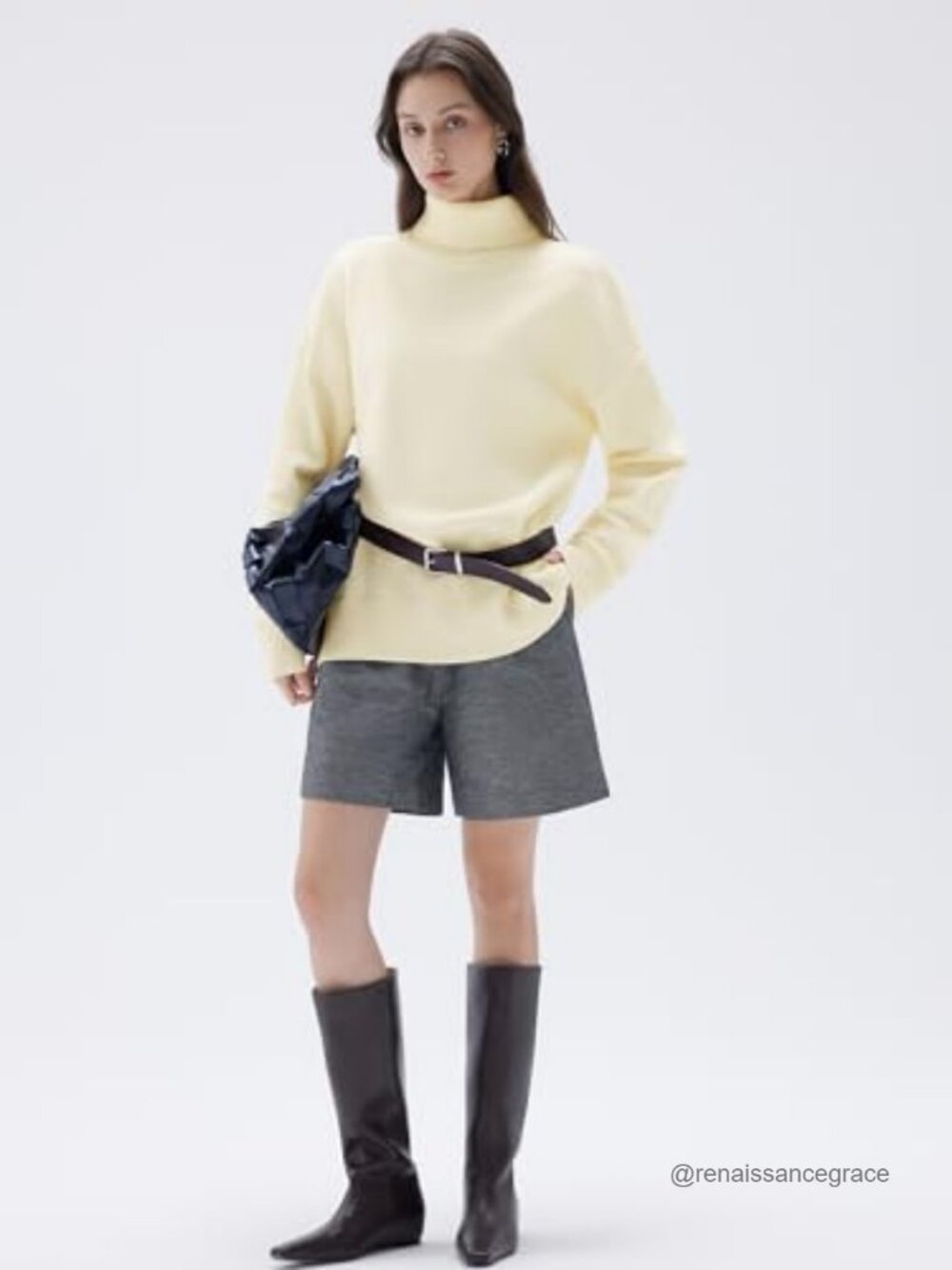 Oversized Cashmere Blend Turtleneck Pullover Sweater